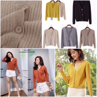 ANU737 - ÁO LEN CARDIGAN CÀI CÚC DÁNG NGẮN