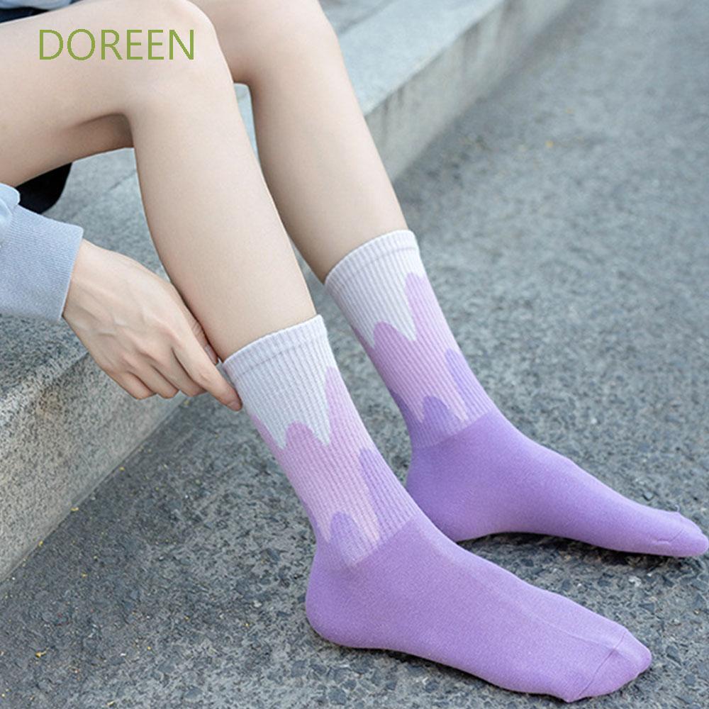 Đôi vớ cotton cổ cao màu gradient thời trang cho nữ