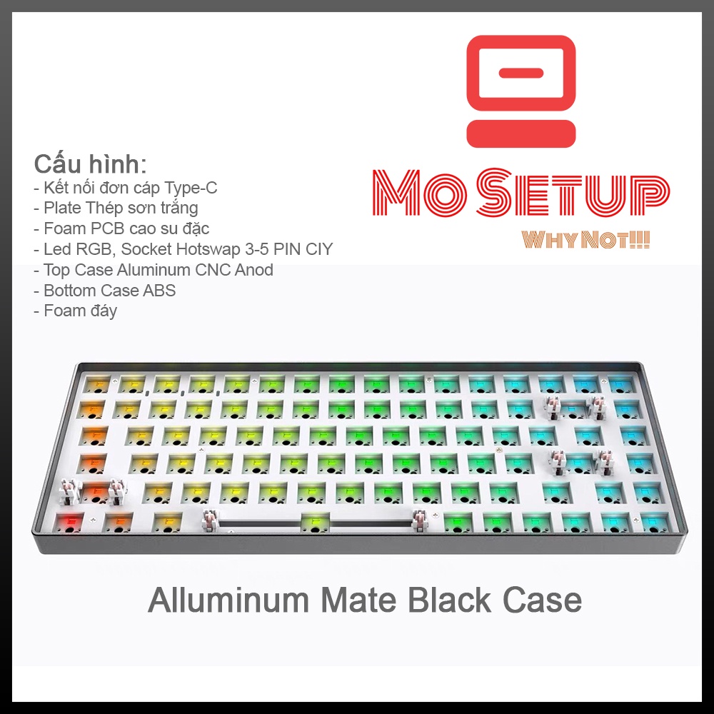 KIT Bàn phím cơ Case Aluminum GK84- TESTER84 DIY - Layout 84 chưa bao gồm Switch và Keycap ko