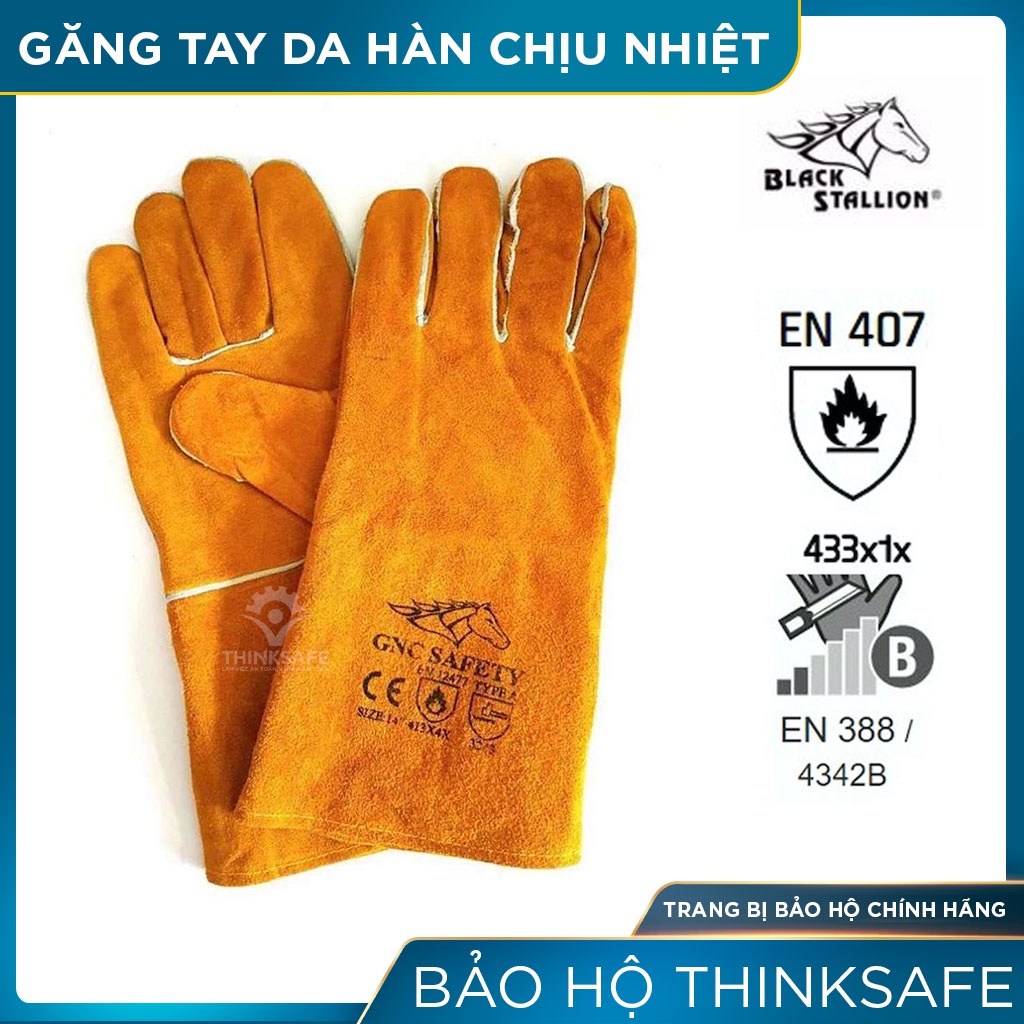 Găng tay hàn chịu nhiệt Thinksafe, bao tay da thợ hàn chuyên dùng, chống nóng, chống cháy, chịu nhiệt, độ bền cao - GNC