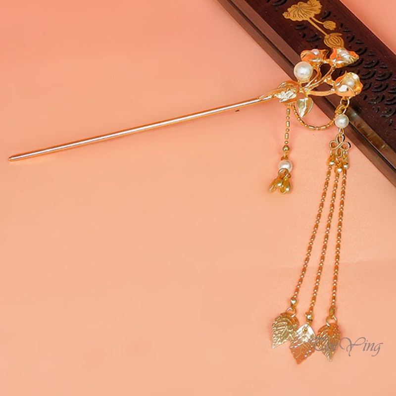 GETNOIVAS Trâm Cài Tóc Hình Hoa Phối Tua Rua Phong Cách Trung Hoa Thời Trang Cho Nữ