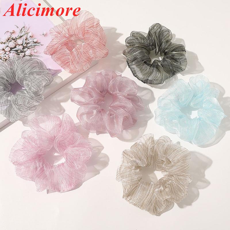 Alicimore Girl's sweet striped net yarn small fresh organza hair band