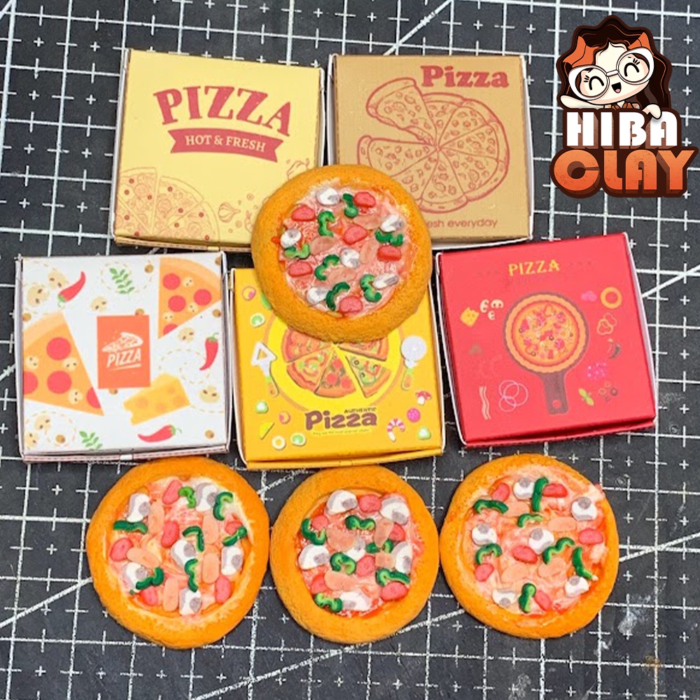 Hộp pizza mini Minifood trang trí mô hình, thức ăn giả, đồ ăn mini mô hình cho búp bê DIY