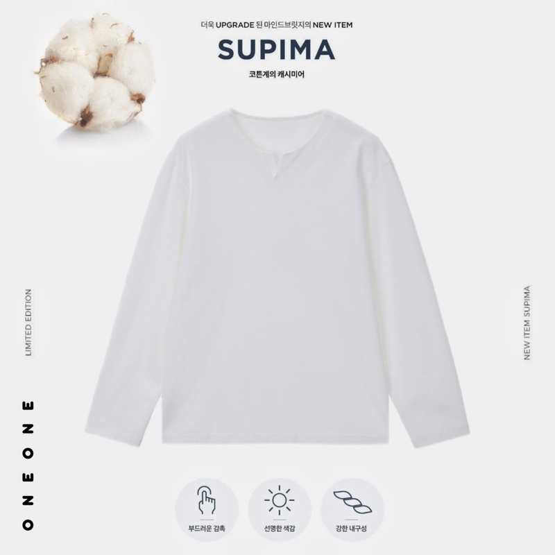 Áo thun cotton supima dài tay cổ V | BigBuy360 - bigbuy360.vn
