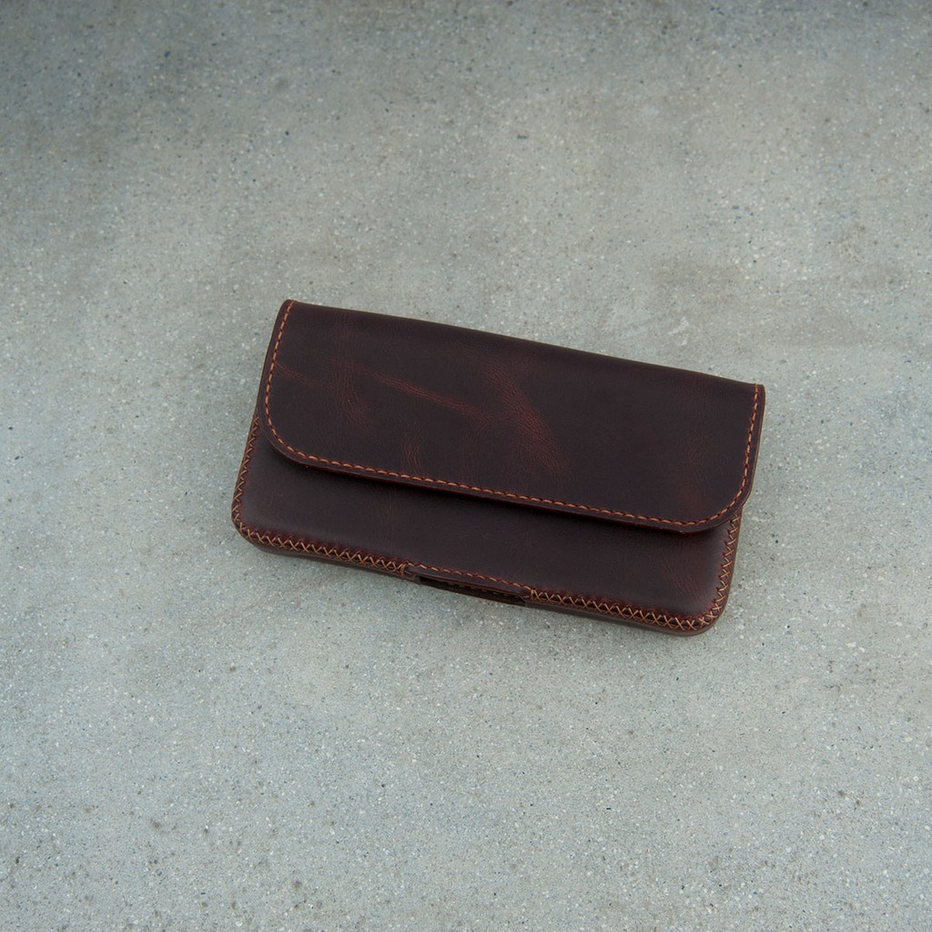 Bao điện thoại kép cho 2 máy - Bao da đeo hông handmade thủ công - Da thật nhập khẩu