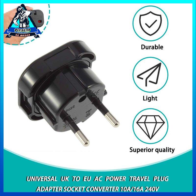[Fitslim] Universal UK to EU AC Power Travel Plug Adapter Socket Converter 10A/16A 240V