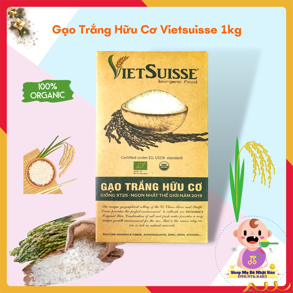 Gạo Hữu Cơ, Gạo Lứt Hữu Cơ Vietsuisse 1kg