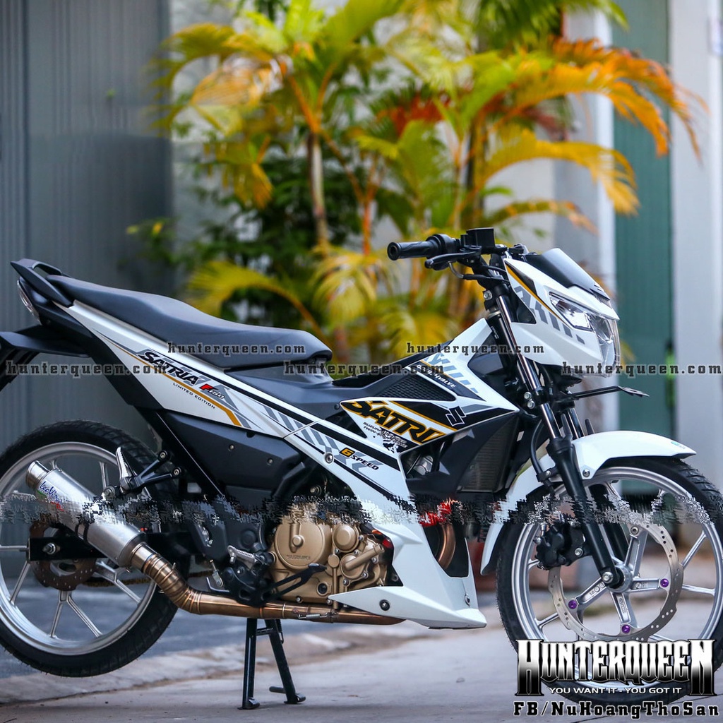 Tem rời dán xe Raider FI màu trắng, phối đen-xám-vàng. Decal cao cấp, bền bỉ