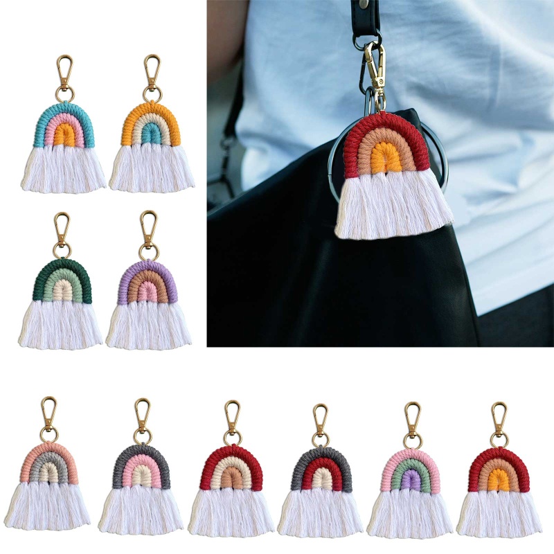 ✿ Móc Khóa Macrame Màu Cầu Vồng Phong Cách Boho Dành Cho Nam Nữ