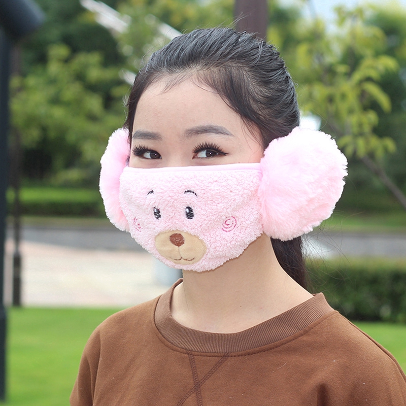 Khẩu Trang Họa Tiết Hoạt Hình Xinh Xắn Chống Gió Giữ Ấm Mùa Đông