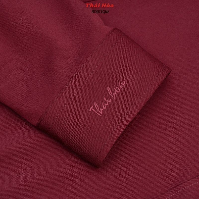 Áo sơ mi nữ công sở kiểu dài tay vải sợi tre cao cấp màu đỏ đô Thái Hoà 8919-12-01