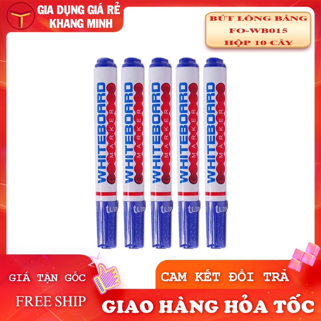 Bút Lông Bảng FlexOffice FO-WB015 Hộp 10 Cây Màu Đen, Đỏ, Xanh