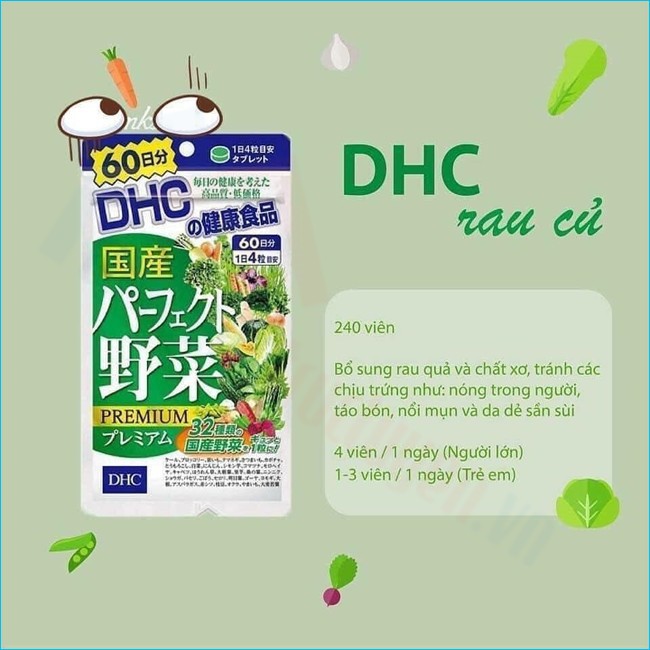 Viên uống rau củ DHC Nhật Bản thực phẩm chức năng bổ sung chất xơ, giảm mụn, làm đẹp da gói 30 ngày TM-DHC-VEG30