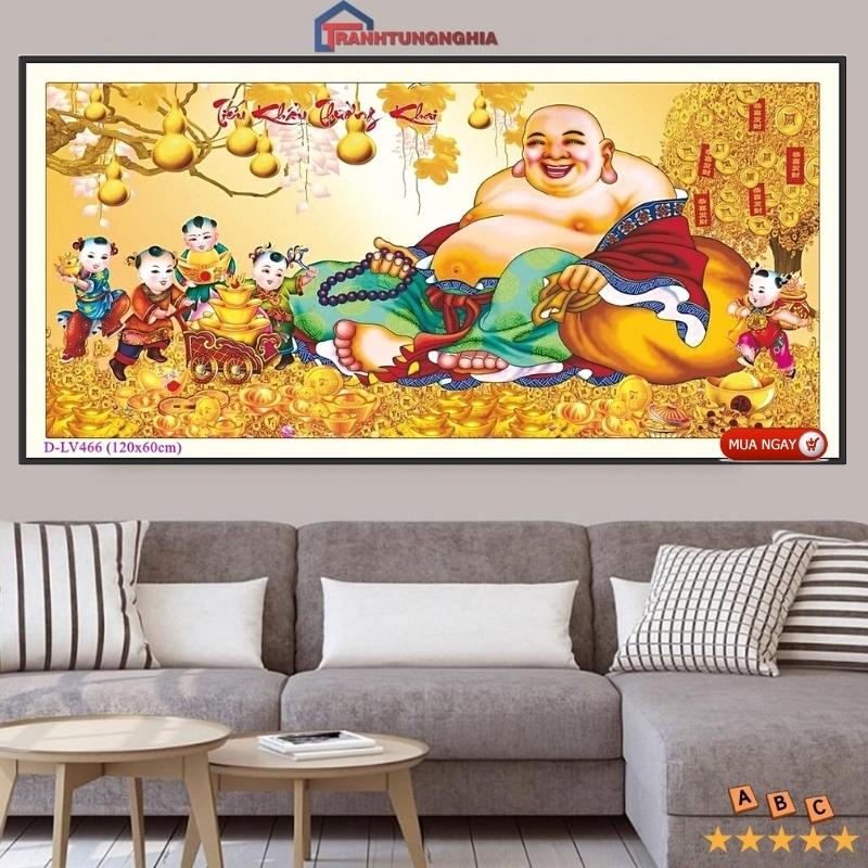 Tranh đính đá, tranh thêu chữ thập phật di lạc