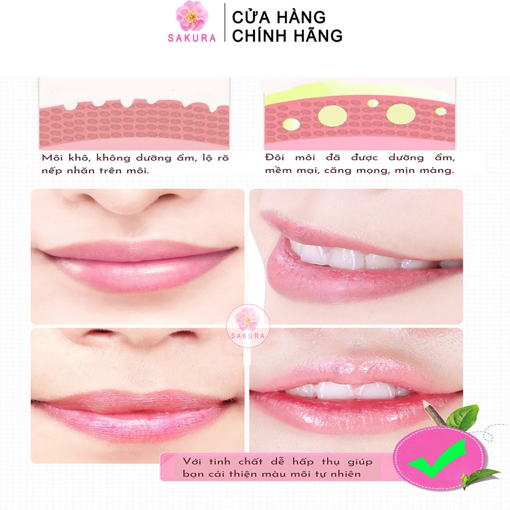 Mặt nạ dưỡng môi dưỡng ẩm giảm thâm bổ sung collagen chăm sóc môi BIOAQUA IMAGES Mask nội địa trung SAKURA 8ml