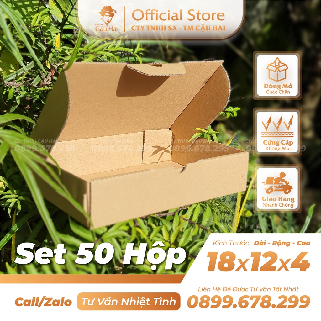 Set 50 Hộp carton nắp GẬP 18x12x4