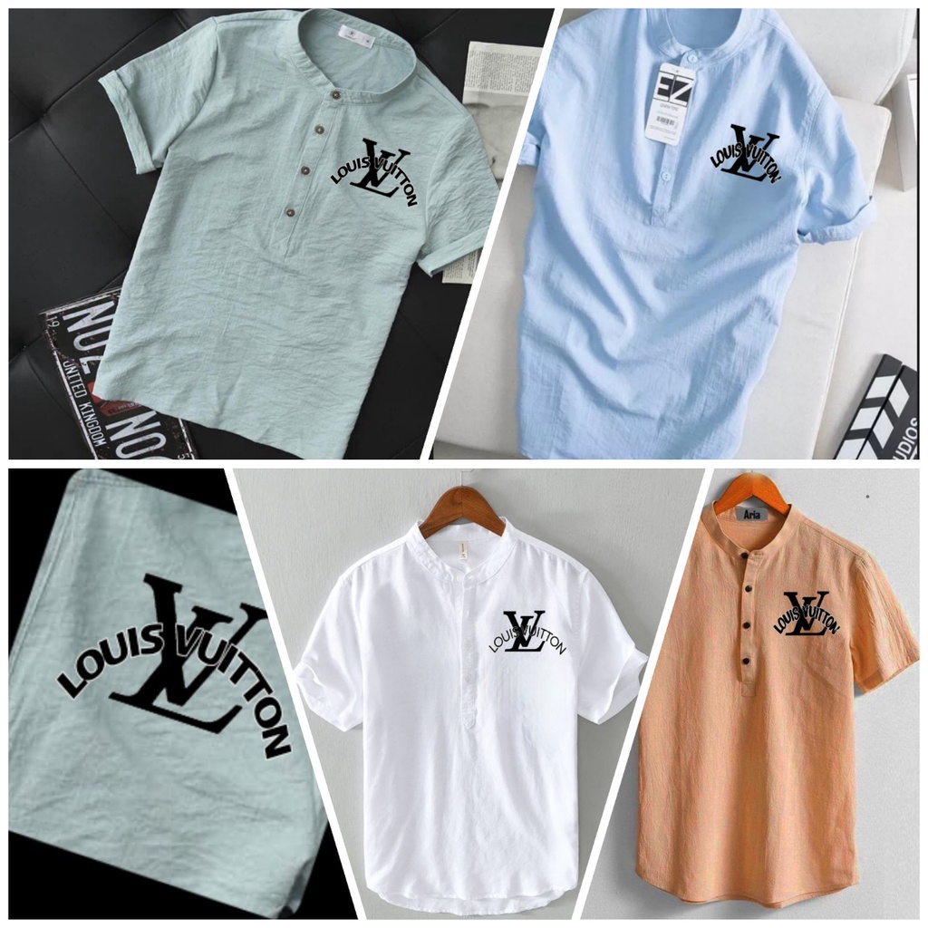 ÁO SƠ MI NAM TAY NGẮN CHẤT ĐŨI CỔ TÀU LOGO NV CÓ 3 MÀU HOTTREND