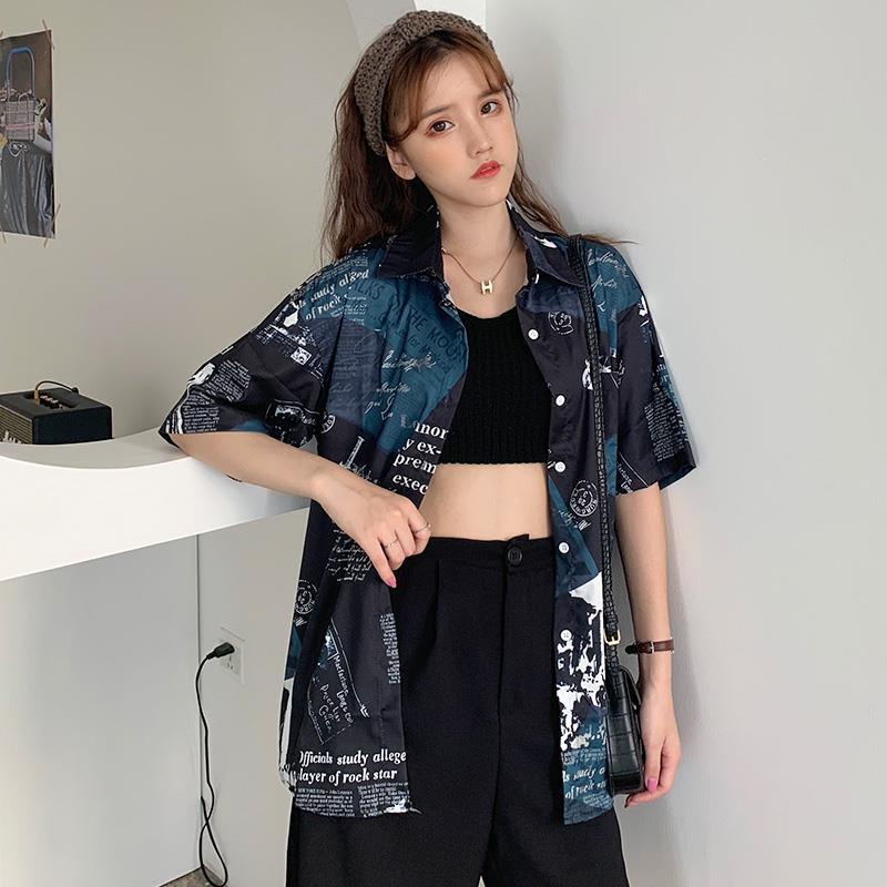 Áo Sơ Mi Tay Ngắn Dáng Rộng Phong Cách Retro Dành Cho Nữ