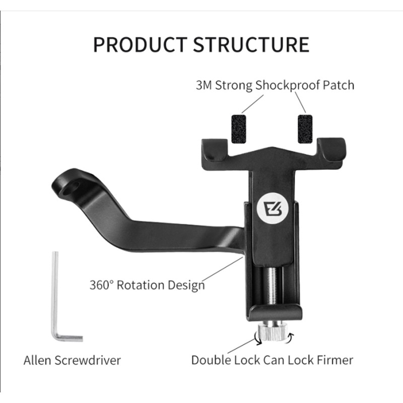 Giá đỡ điện thoại ROCKBROS bằng hợp kim chống sốc cho xe mô tô