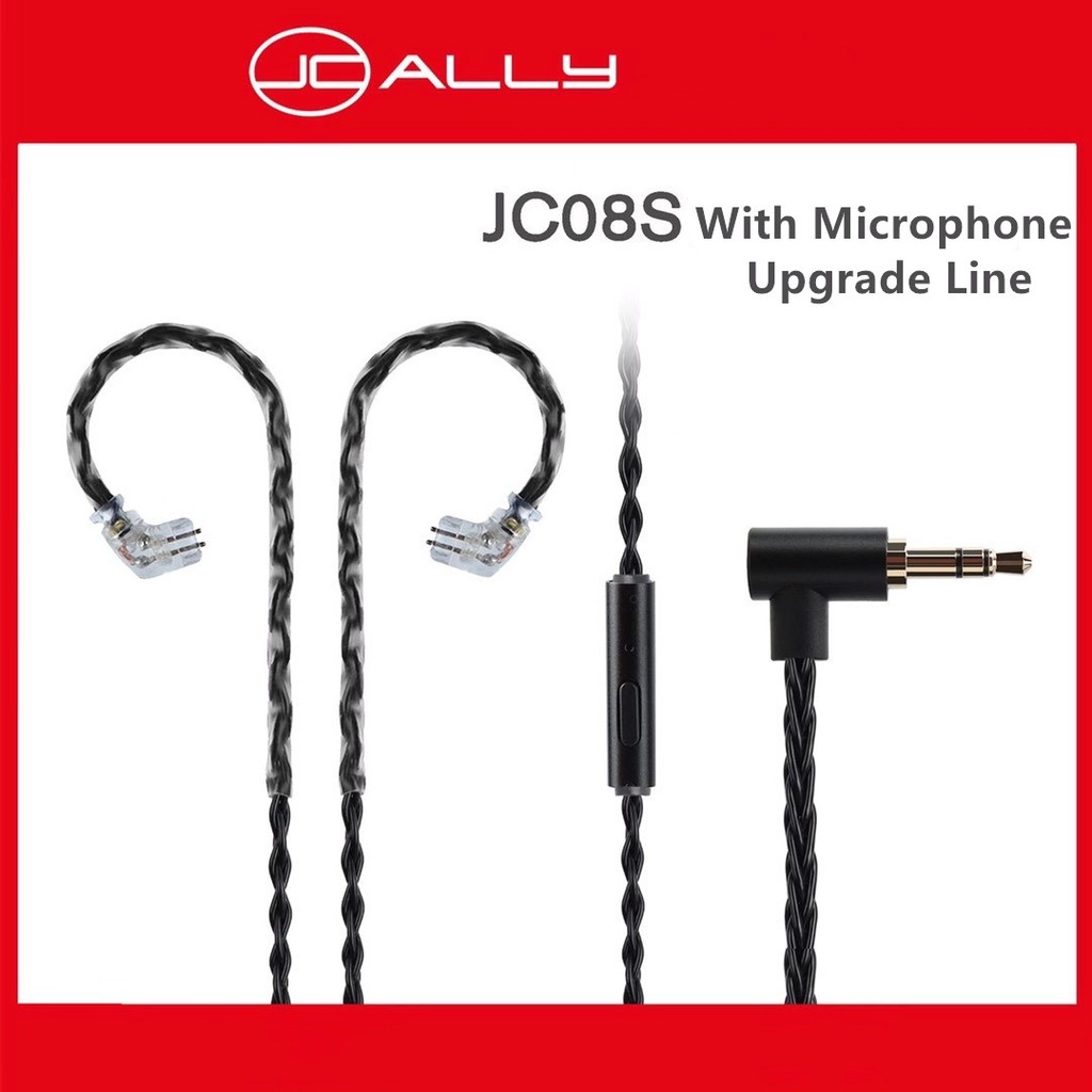 JCALLY JC08S 8 Shares 2Pin 0.78mm MMCX Earphone Upgrade Cable with Mic for KZ ZSN PRO X ZST PRO X ZSX AS16 BL-03 BL-05 ST1 BA5