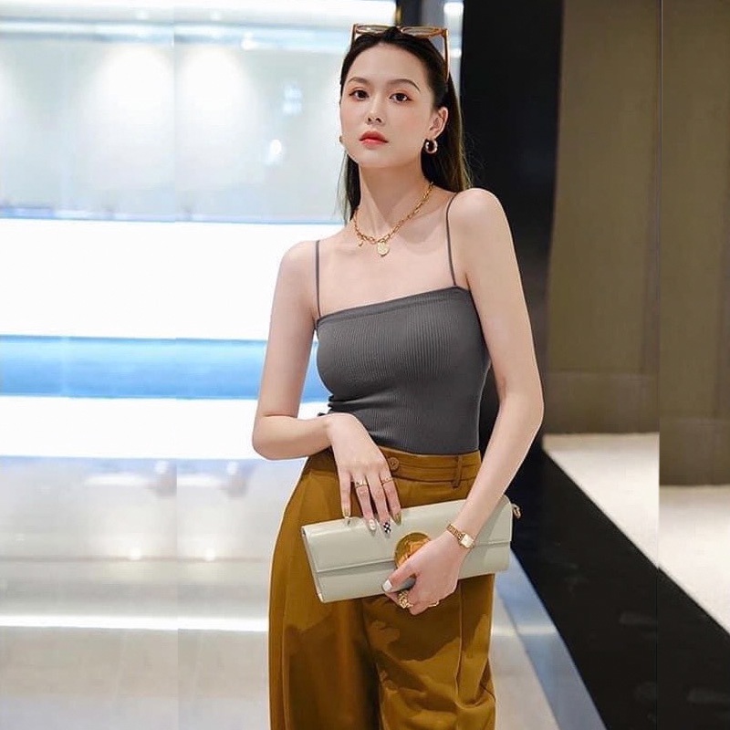 Áo 2 Dây Gân Tăm Đệm Ngực Form Chuẩn Co Giãn Mềm Mịn Thoải Mái Sang Chảnh 2D13