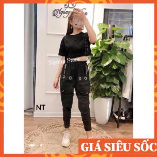 Set áo croptop uze kèm quần jogger túi hộp