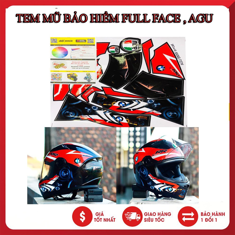 TEM MŨ BẢO HIỂM FULL FACE , AGU
