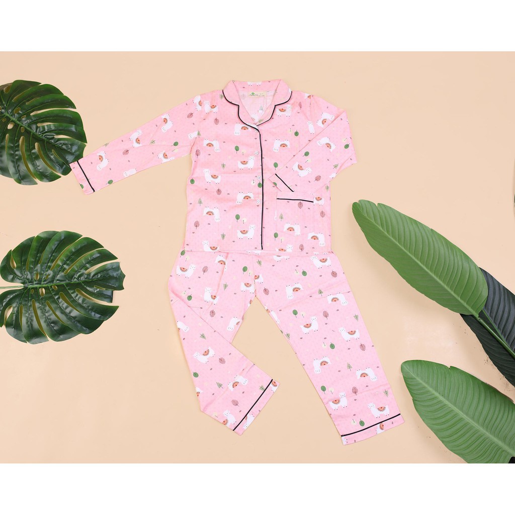 Bộ Pijama thô thu đông họa tiết dài tay bé gái size 8-12T, cho bạn từ 23-32kg. Chất thô dày dặn, không nhăn. Màu sắc đẹp