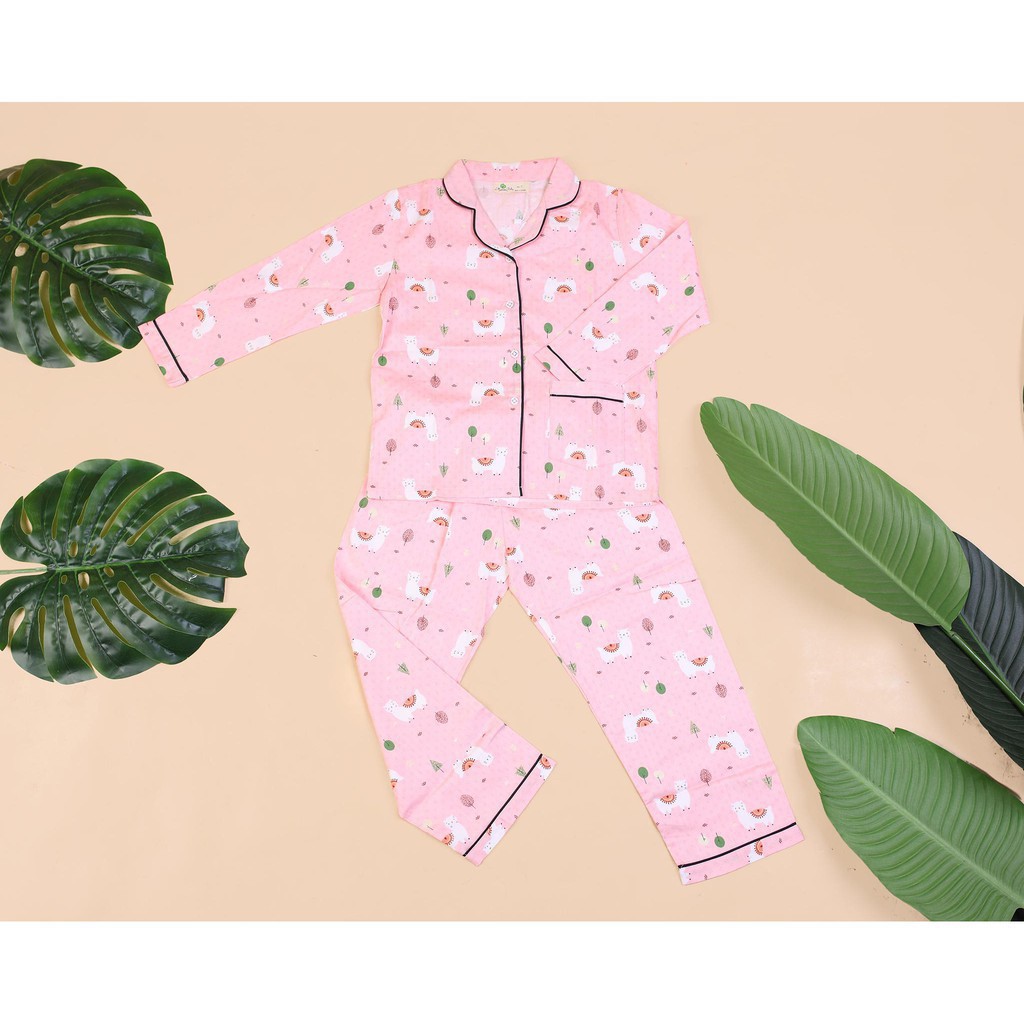 Bộ Pijama thô thu đông họa tiết dài tay bé gái size 8-12T, cho bạn từ 23-32kg. Chất thô dày dặn, không nhăn. Màu sắc đẹp