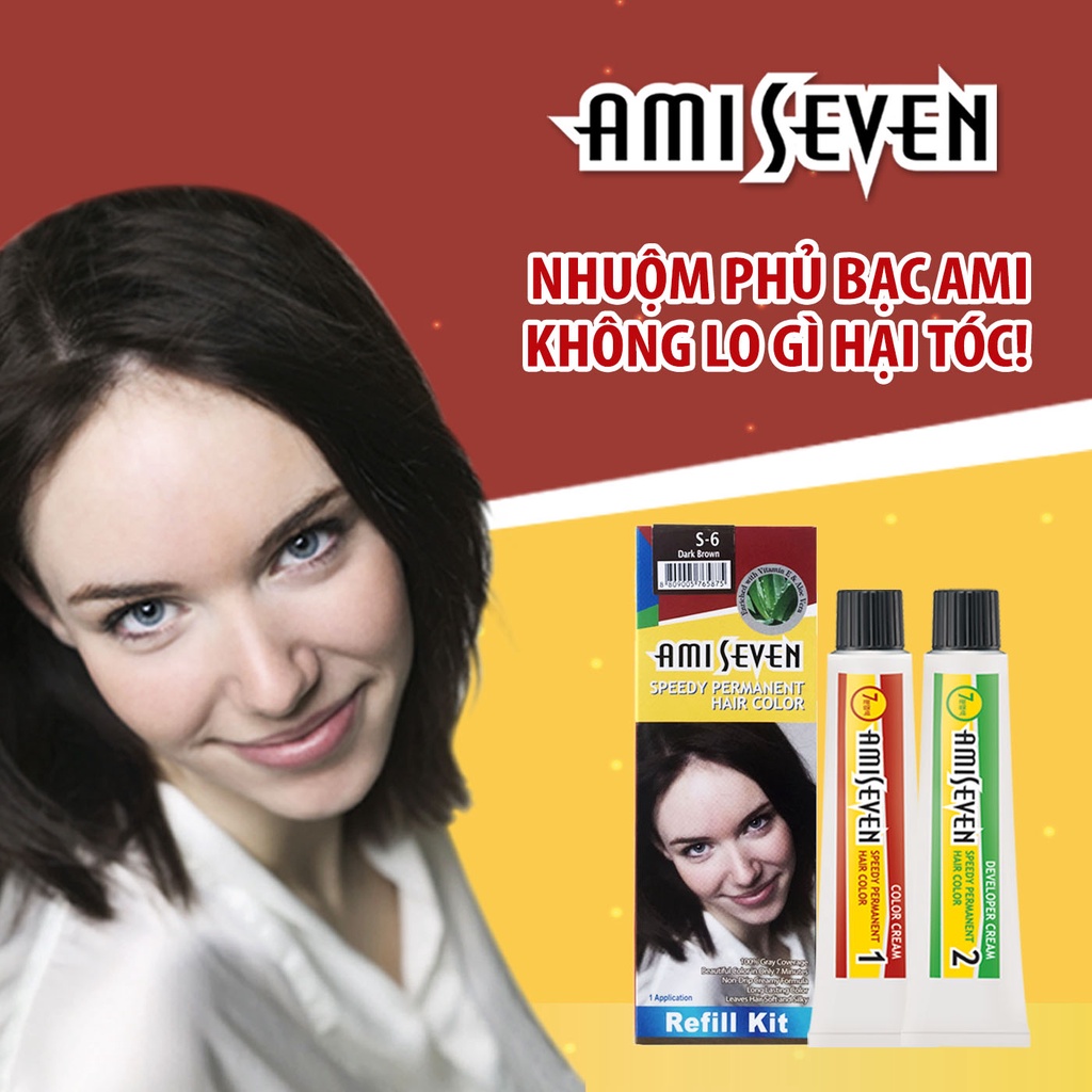Nhuộm phủ bạc Thảo dược Ami Seven 7 phút, Màu Nâu Đậm S6