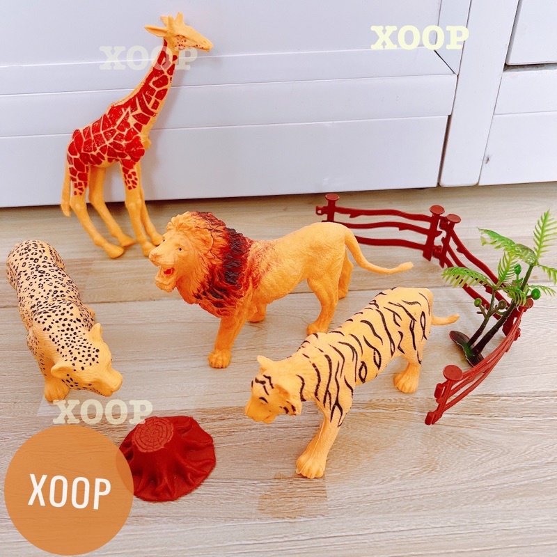 Đồ chơi !Mã ST01 Bộ động vật hươu,sư tử,báo,hổ 9 chi tiết