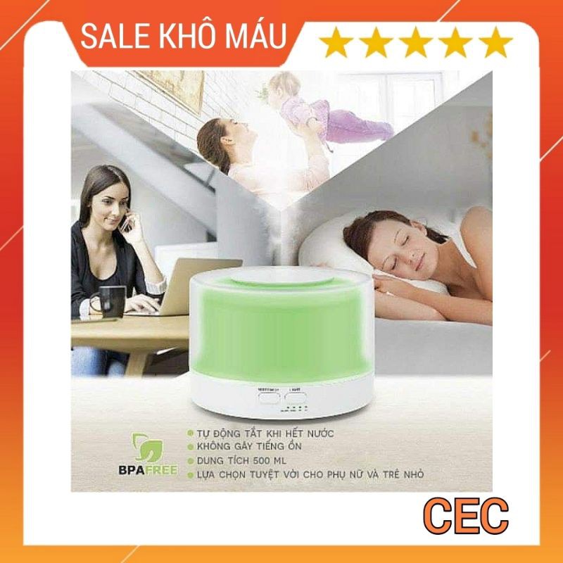 Máy Phun Sương Tặng Tinh Dầu Hình Trụ Tròn Trắng Loại To 500mL Máy Phun Sương Khuyếch Tán Tinh Dầu Giá Rẻ