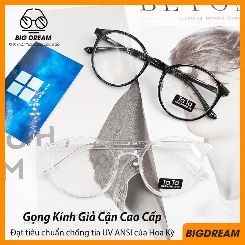 Gọng kính giả cận nam nữ cao cấp Hàn Quốc - Kính cận tròn không độ mẫu đẹp lạ JJTT - Tặng kèm túi đựng + Khăn lau