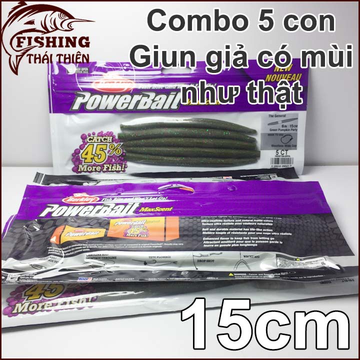 Combo 5 con mồi giả câu cá (giun giả 15cm)