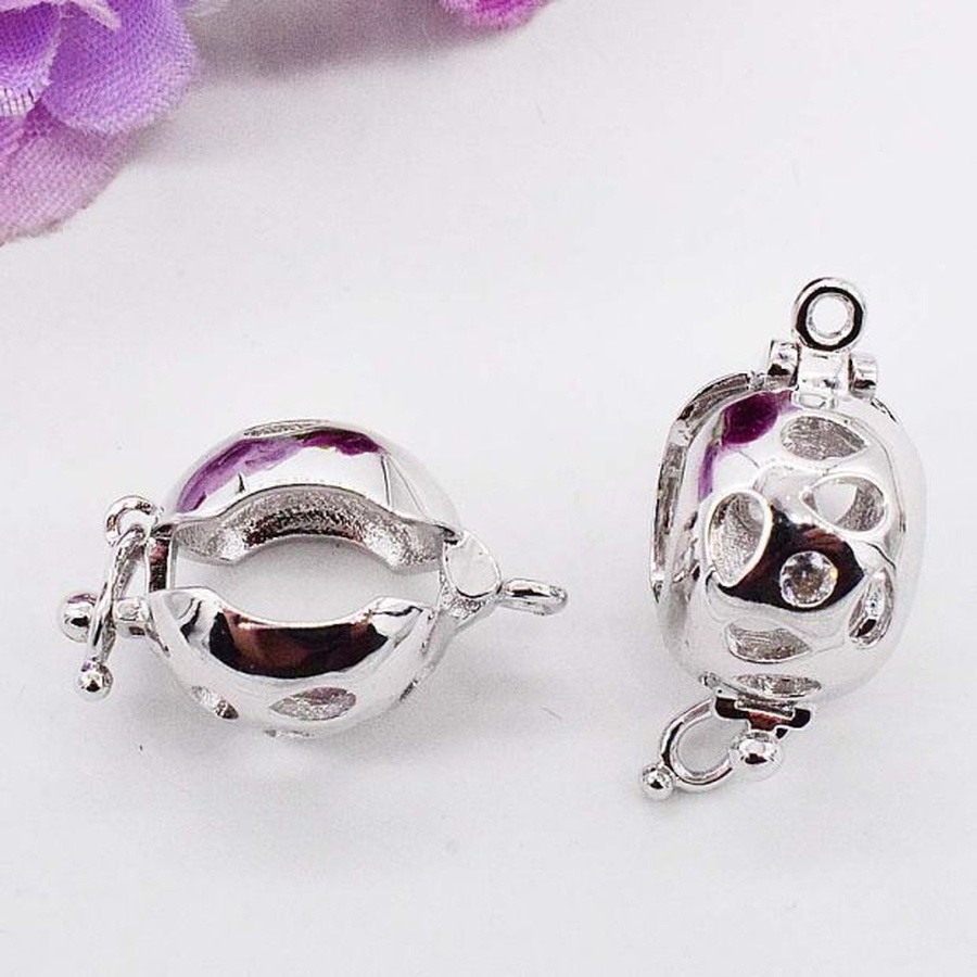 [K4DC]-Phụ kiện trang sức (DIY) - Khóa chốt chặn tạo kiểu đầu chuỗi Hình đèn lồng cẩn 1 viên đá zirconia