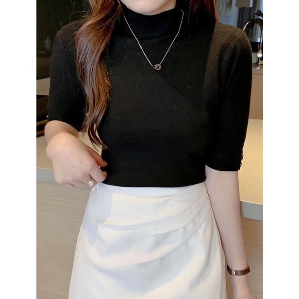 Áo Len Tay Cúc Nữ Lửng Giữ Nhiệt Basic 6 Màu Chất Liệu Co Giãn Mềm Mịn Cao Cấp | BigBuy360 - bigbuy360.vn