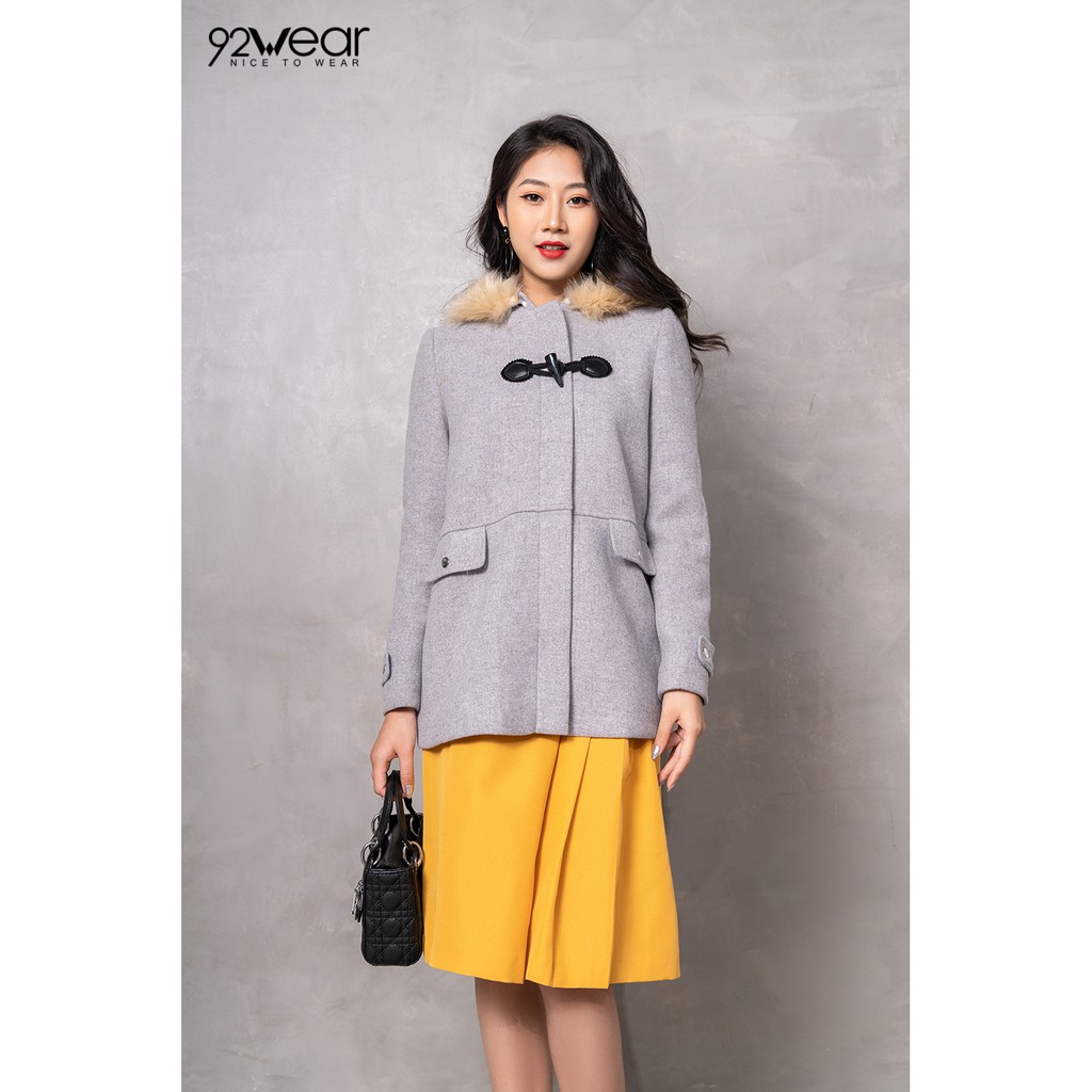 Áo khoác dạ nữ dáng dài có túi 2 bên có mũ lông KDW0435 - 92wear