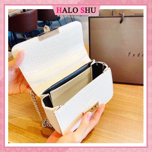 Túi xách nữ, túi đeo chéo dây xích da vân bóng sang trọng HALO SHU mã DX003