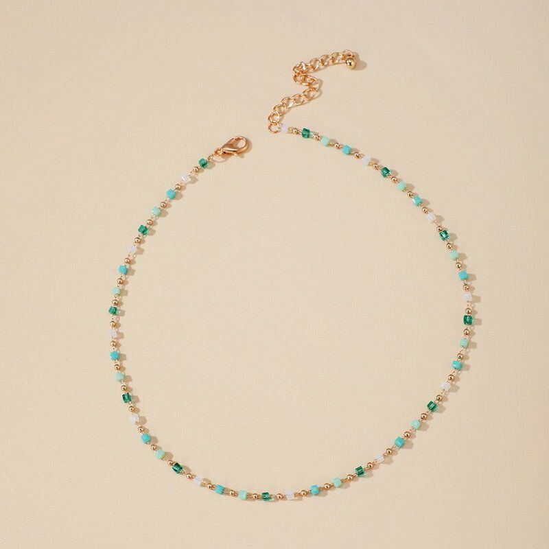 Vòng Cổ Choker Chuỗi Hạt Xanh Phong Cách Bohemia Năm 2023