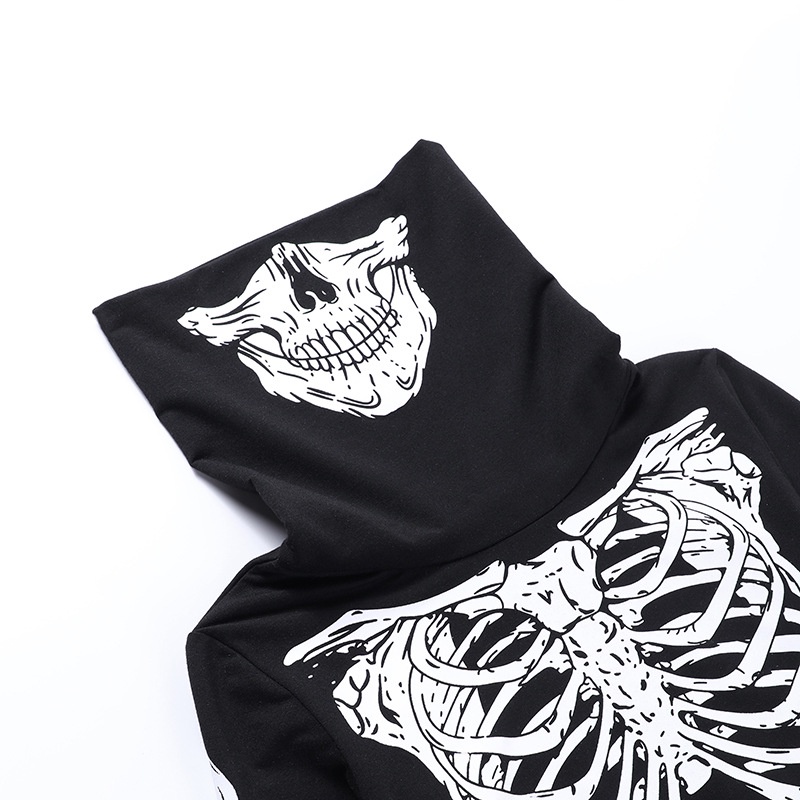 Áo Thun DàI Tay In HìNh Xương Halloween