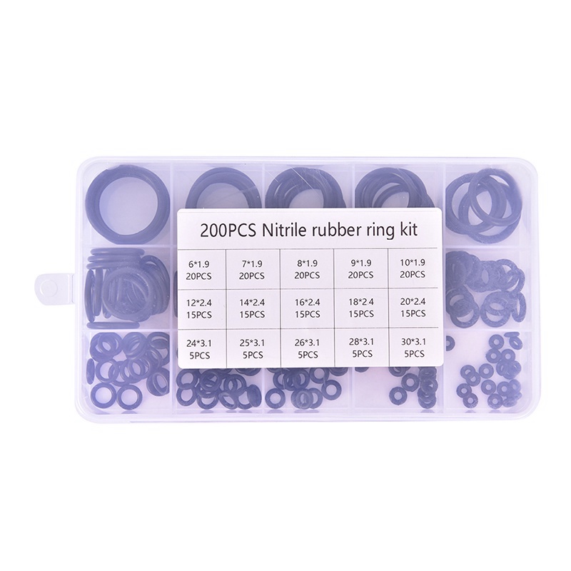 Set 200 vòng đệm cao su tròn Jss cho ống nước xe hơi, ron, gioăng cao su 15 kích thước