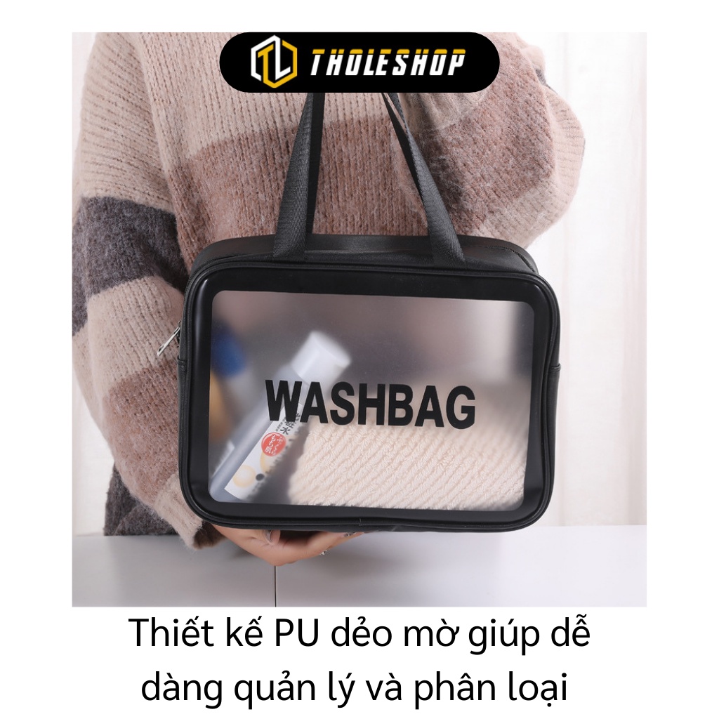 Túi Đựng Mỹ Phẩm - Túi Đựng Đồ Trang Điểm, Đồ Du Lịch Da Pu Trong Suốt WASHBAG 9414