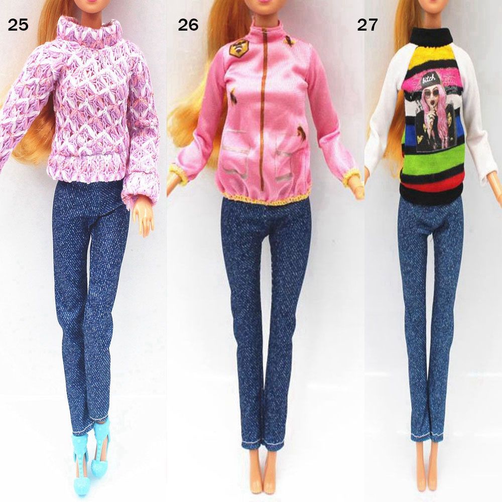 Bộ áo khoác jean + quần short da nhiều kiểu dáng tỉ lệ 1/6 11.5&quot; dành cho búp bê