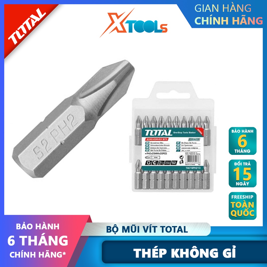 Bộ mũi vít bake 20 chi tiết TOTAL | bộ mũi vít tháo lắp các thiết bị có hình bake [CHÍNH HÃNG] [XTOOLs]
