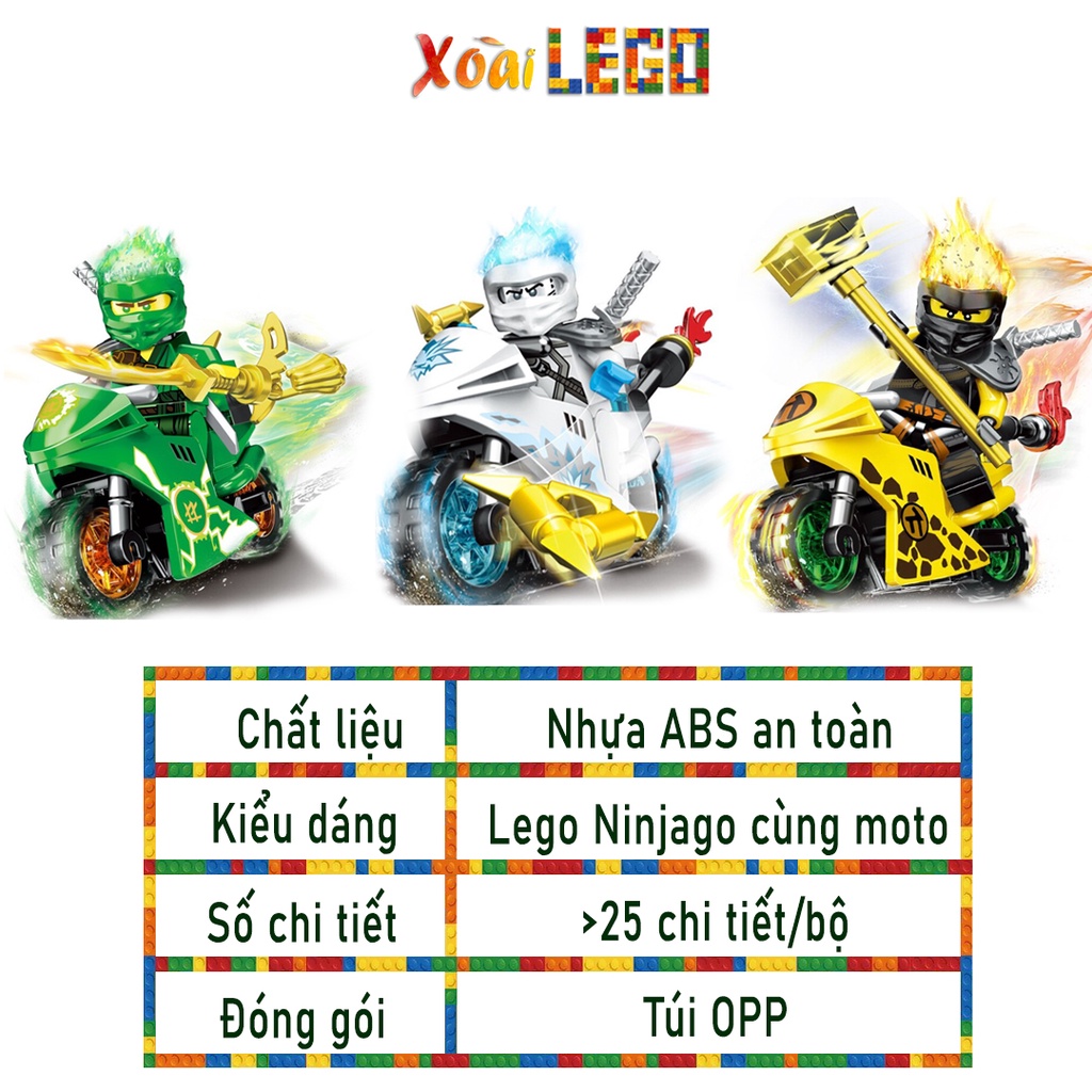 Đồ chơi lắp ráp nhân vật ninjago phẫn nộ kèm moto đủ 8 mẫu nhân vật