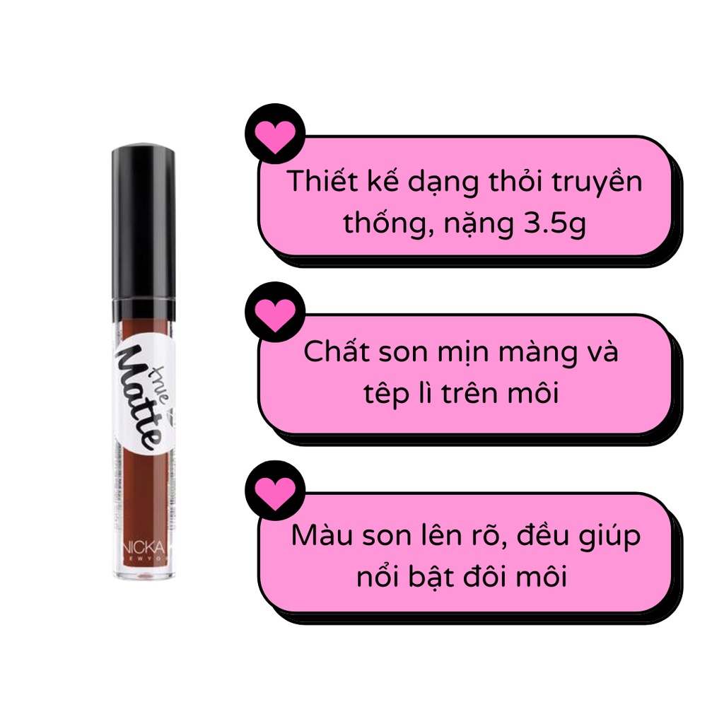 Son kem lì lâu trôi NICKA K True Matte 3.5g