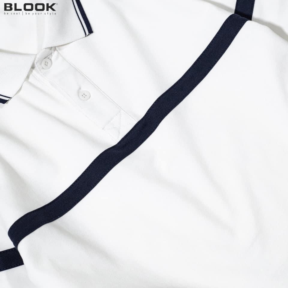 Áo polo nam cổ bẻ vải thun cá sấu cotton co giãn thấm hút  màu trắng sọc đen ngang ngực 33394 - BLOOK | BigBuy360 - bigbuy360.vn