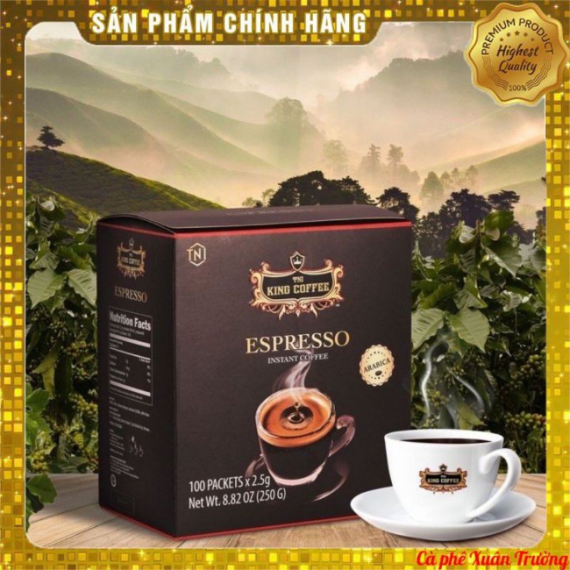 [Cà Phê Giá Sỉ Date New] Cà Phê Đen Hòa Tan KING COFFEE ESPRESSO (Hộp 100 gói x 2.5g)
