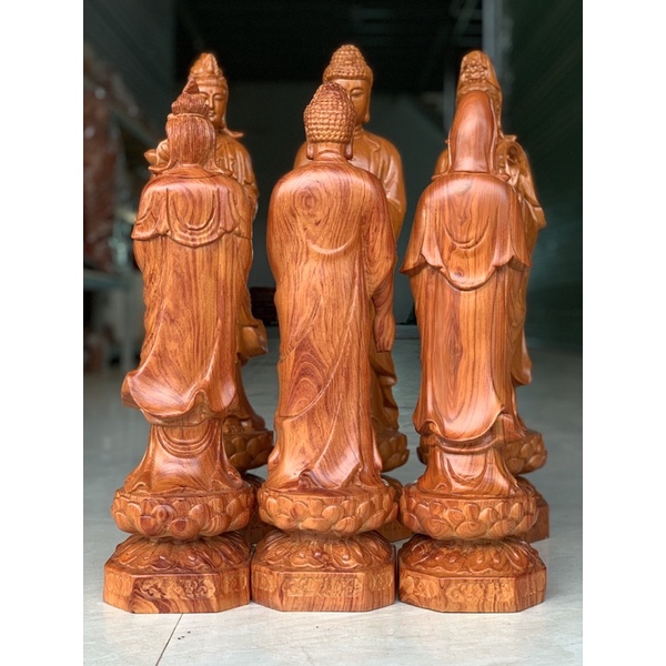 Bộ Tam Thánh Phật đứng gỗ hương cao 40-50 giá rẻ
