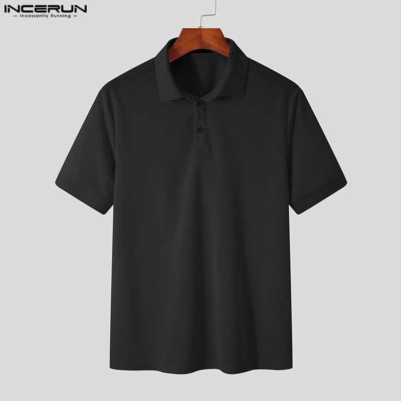 INCERUN Áo Thun Polo Tay Ngắn Có 3 Màu Thời Trang Trẻ Trung Cho Nam